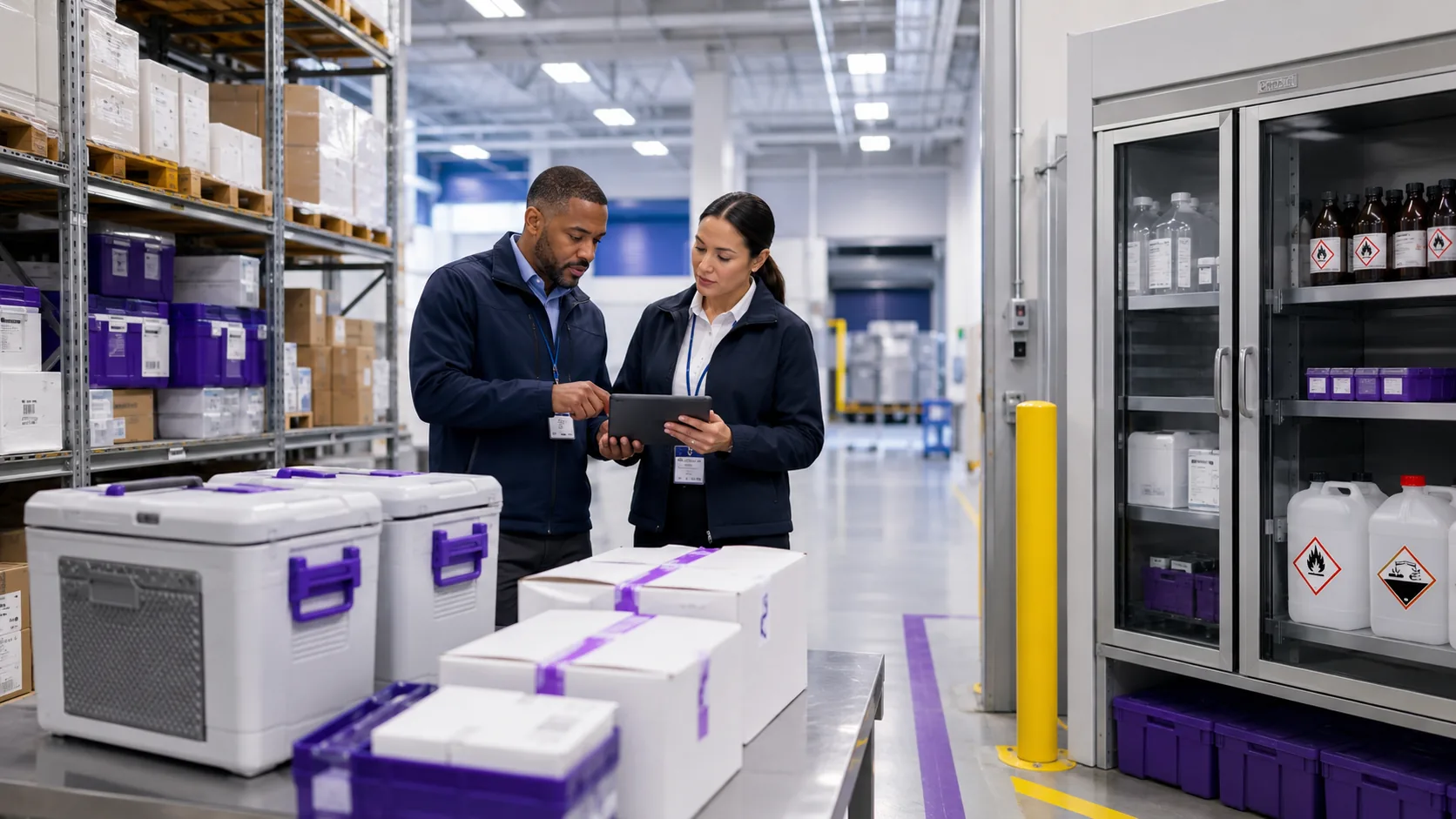 Marken team reviewing dangerous goods inventory at Horsley Park facility