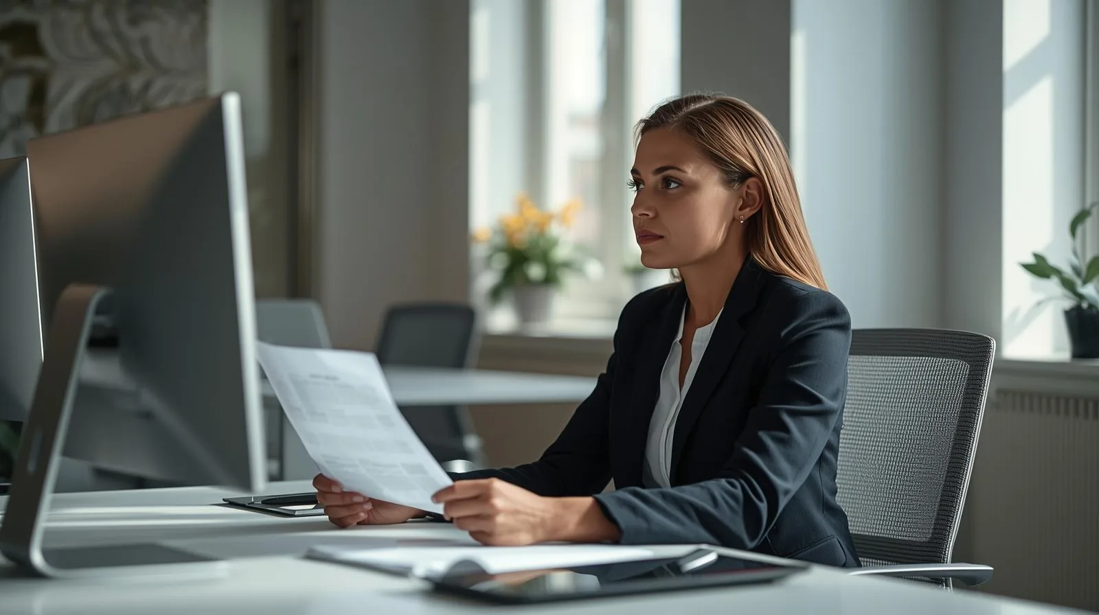 Risk and compliance officer reviewing documents