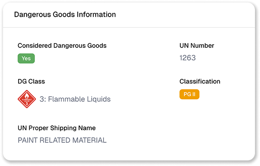 Dangerous Goods Information Interface