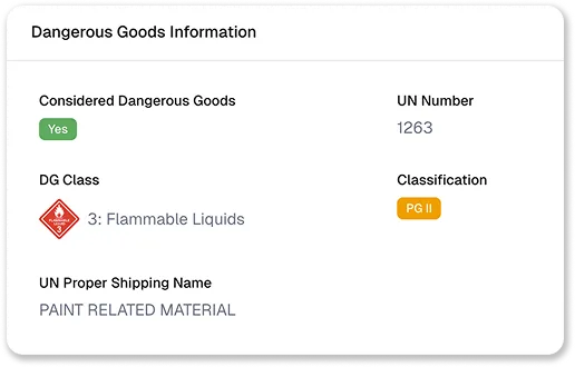 Dangerous Goods Information Interface