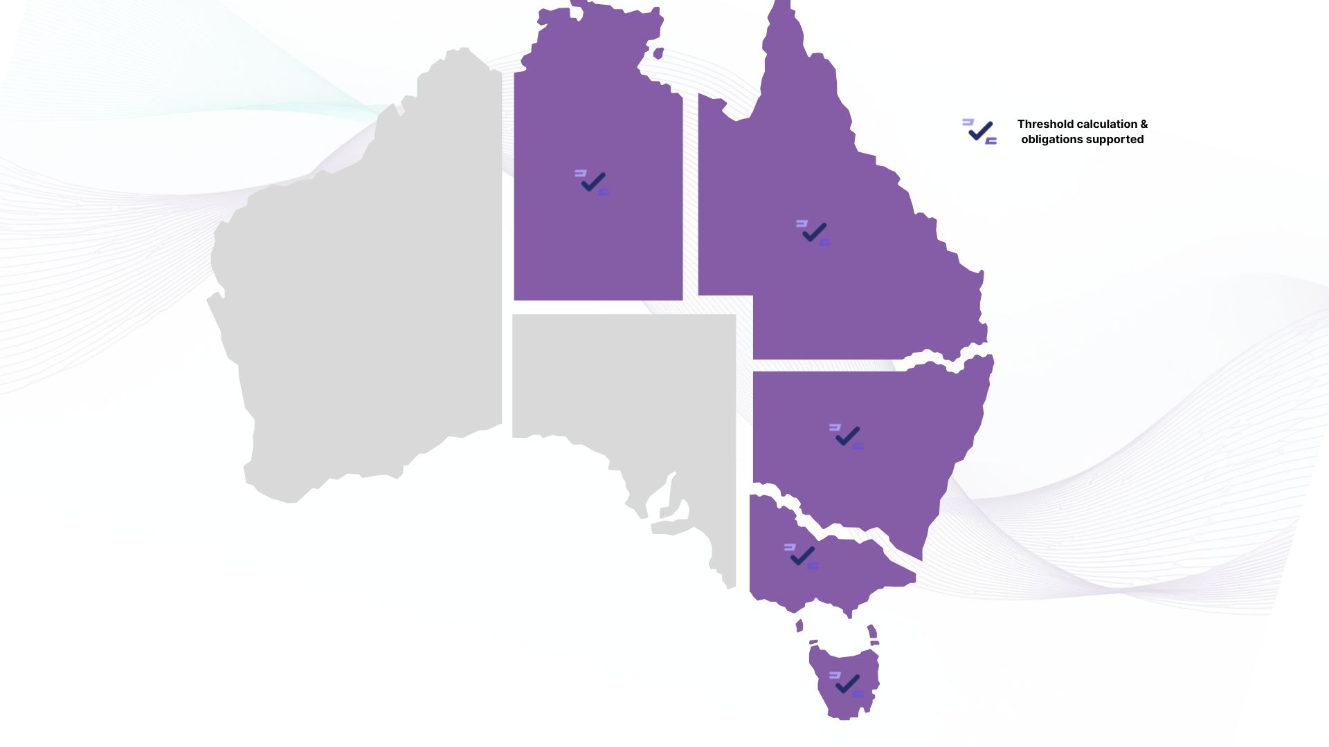 Australian map showing jurisdiction coverage for Threshold Calculator and Compliance Obligations