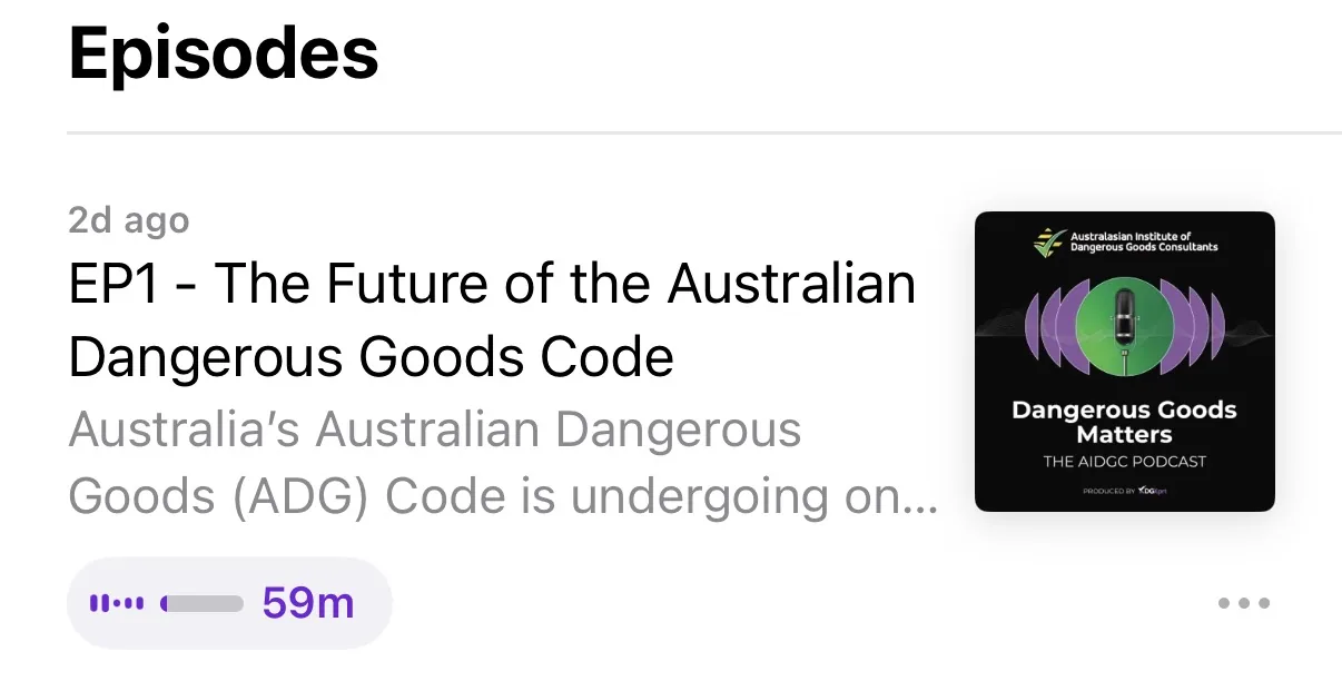 EP1 – The Future of the Australian Dangerous Goods Code on Apple Podcasts